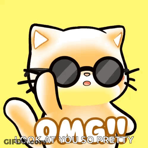 Cartoon Cat Wearing Sunglasses Says Omg Look Pretty GIF