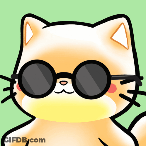 Cartoon Cat Wearing Sunglasses With Sda GIF