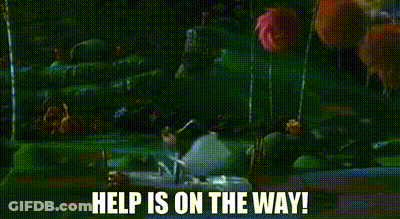 Cartoon Cat With Beard And Mustache Saying Help Is On The Way GIF