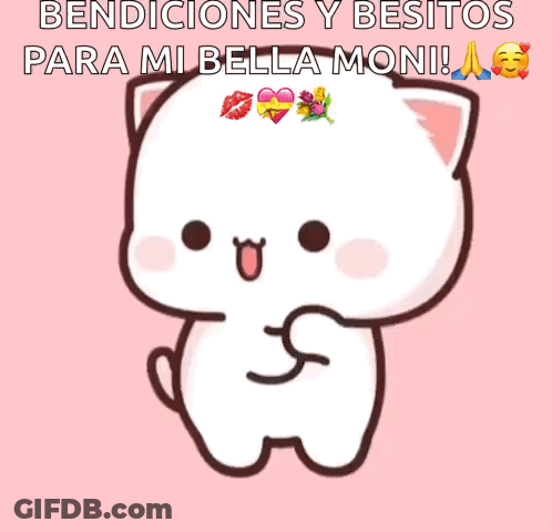 Cartoon Cat With Bendiciones Y Besitos GIF
