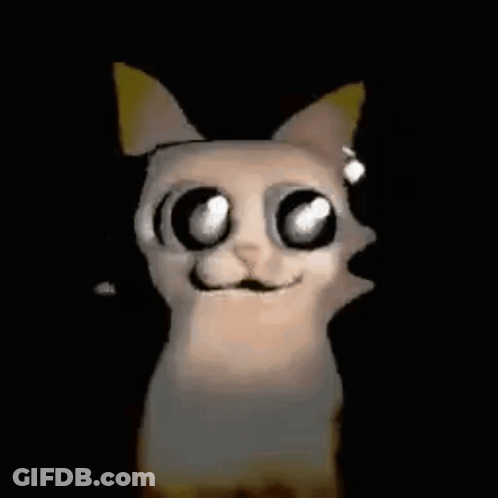 Cartoon Cat With Big Blue Eyes Looking At Camera GIF