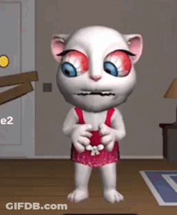 Cartoon Cat With Big Red Eyes And Number 2 GIF