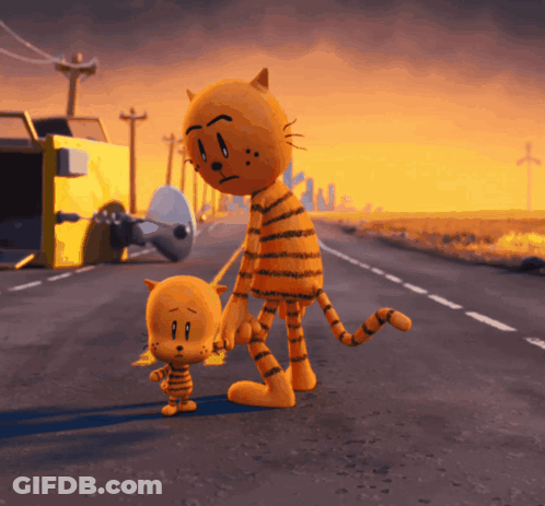 Cartoon Cat With Binoculars In Green Suitcase GIF