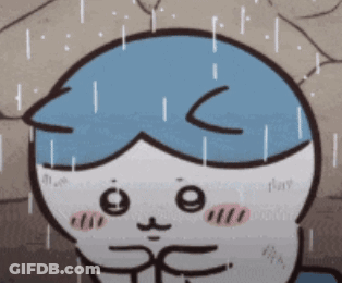 Cartoon Cat With Blue Head In Rain GIF