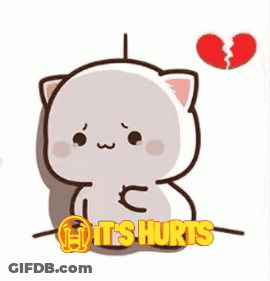 Cartoon Cat With Broken Heart Says It Hurts GIF