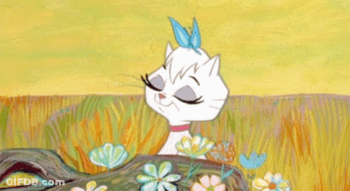Cartoon Cat With Butterfly On Head GIF