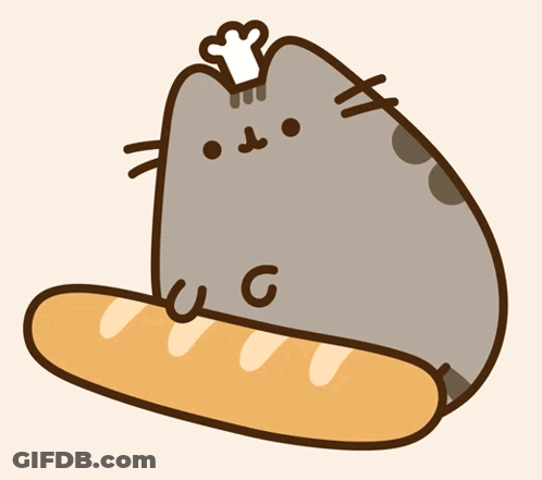 Cartoon Cat With Chef Hat On Loaf Of Bread GIF
