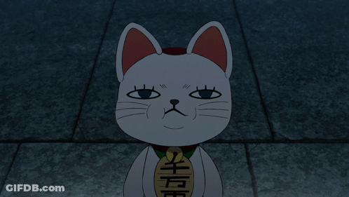 Cartoon Cat With Chinese Characters On Neck GIF