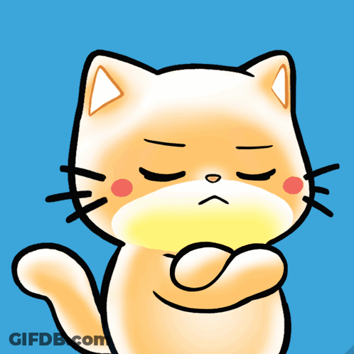 Cartoon Cat With Eyes Closed And Yellow Spot GIF