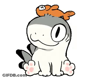 Cartoon Cat With Fish On Head GIF