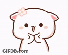Cartoon Cat With Flower Making Funny Face GIF
