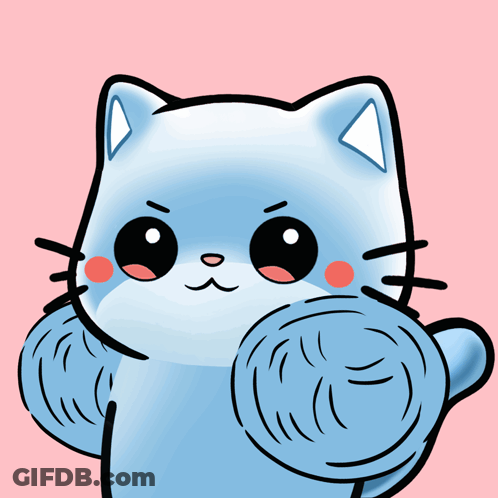 Cartoon Cat With Flower On Paw GIF