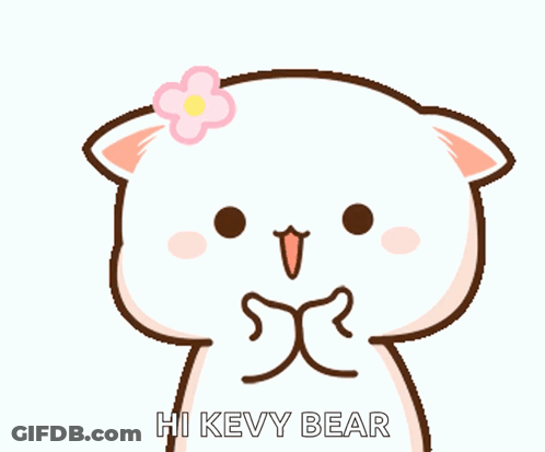 Cartoon Cat With Flower Saying Hi Kevy Bear GIF