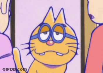 Cartoon Cat With Glasses And M On Head GIF