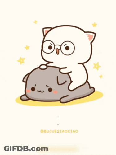Cartoon Cat With Glasses Sitting On Another Cat Kambulo GIF