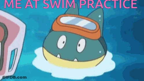 Cartoon Cat With Goggles Swimming GIF