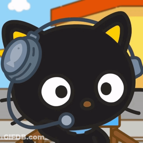 Cartoon Cat With Headphones And Microphone GIF