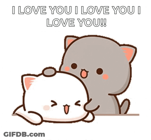 Cartoon Cat With Heart And I Love You GIF
