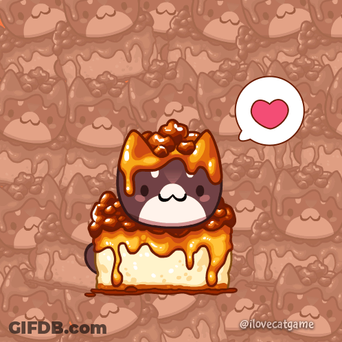 Cartoon Cat With Heart Speech Bubble On Cake GIF