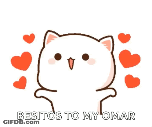 Cartoon Cat With Hearts Besitos To My Omar GIF
