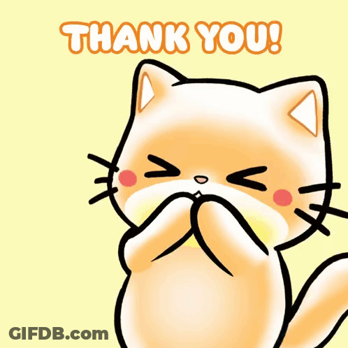 Cartoon Cat With Hearts Saying Thank You GIF