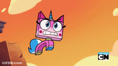 Cartoon Cat With Horn Flying With CN GIF