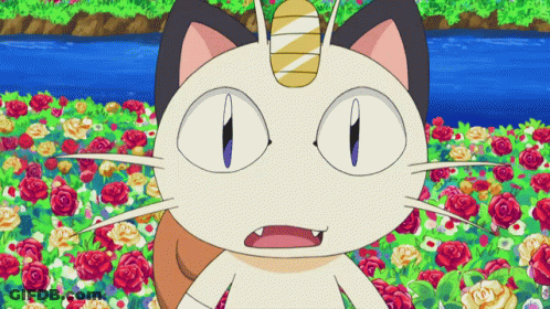 Cartoon Cat With Horn In Flower Field GIF