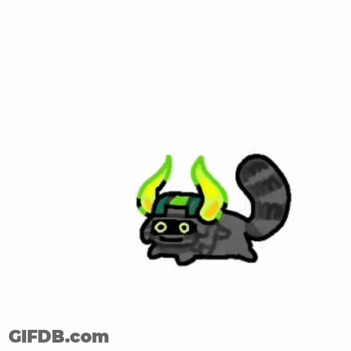 Cartoon Cat With Horns And Mask GIF
