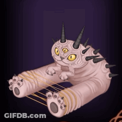 Cartoon Cat With Horns And Yellow Eyes GIF