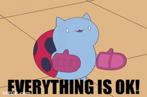 Cartoon Cat With Ladybug Saying Everything Is Ok GIF
