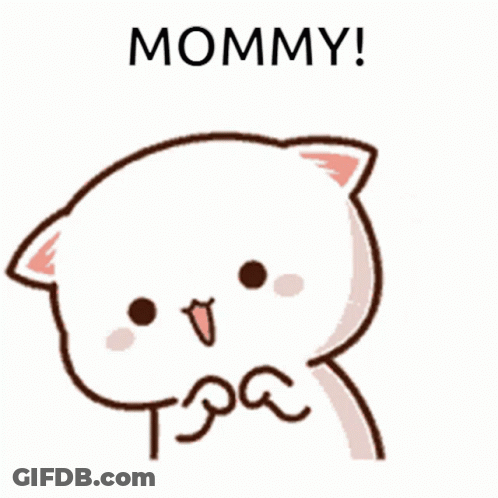 Cartoon Cat With Mommy Text GIF