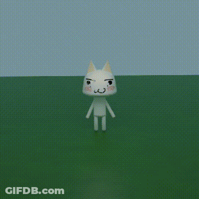 Cartoon Cat With Mustache On Green Field GIF