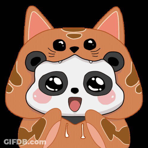 Cartoon Cat With Panda Head GIF