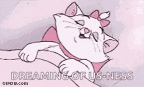 Cartoon Cat With Pink Bow Dreaming Of Us-Ness GIF