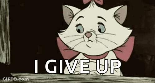 Cartoon Cat With Pink Bow I Give Up GIF