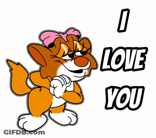 Cartoon Cat With Pink Bow Saying I Love You GIF