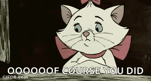 Cartoon Cat With Pink Bow Saying Ooooof GIF