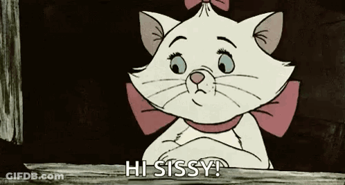 Cartoon Cat With Pink Bow Says Hi Sissy GIF