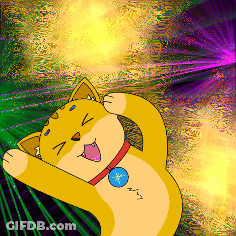 Cartoon Cat With Red Collar And Blue Star GIF