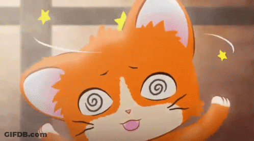 Cartoon Cat With Swirling Eye And Yellow Star GIF
