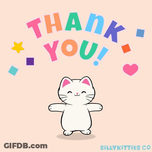 Cartoon Cat With Thank You Sign GIF