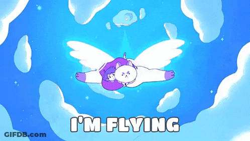 Cartoon Cat With Wings Flying I'm Flying GIF