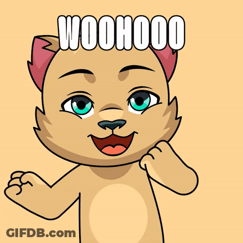 Cartoon Cat With Woohoo Face GIF