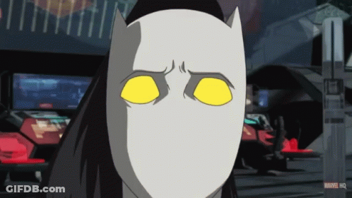 Cartoon Cat With Yellow Eyes And Marvel HQ Logo GIF
