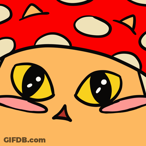 Cartoon Cat With Yellow Eyes And Red Hat GIF