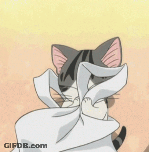 Cartoon Cat Wrapped In Blanket GIF