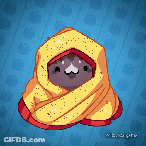 Cartoon Cat Wrapped In Blanket Ilovecatgame GIF