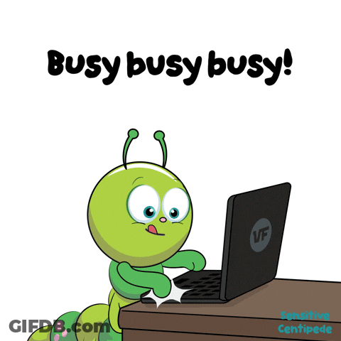 Cartoon Caterpillar Typing Laptop Busy Busy Busy GIF