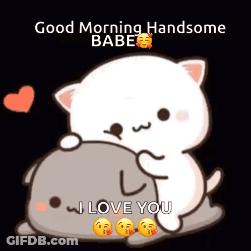 Cartoon Cats Hugging Good Morning GIF