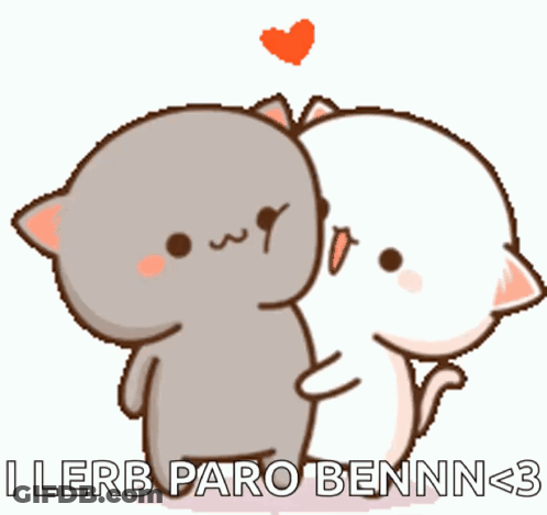 Cartoon Cats Hugging I Lerb Paro Benn < 3 GIF